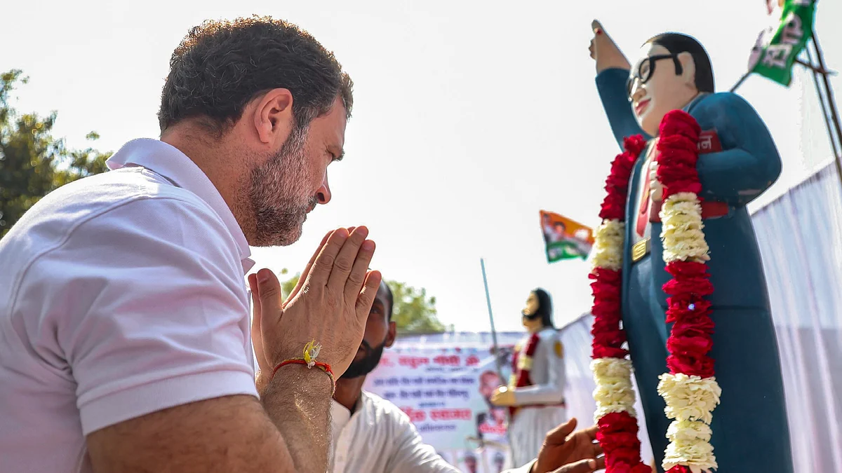 Rahul Gandhi salutes Babasaheb Ambedkar on his visit to Rae Bareli