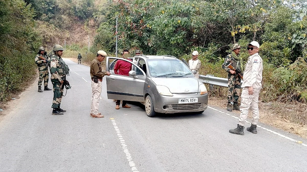 Security personnel during search operations in Manipur on 22 February (photo: PTI)