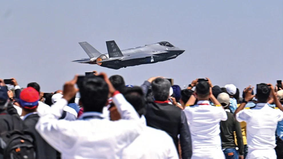 A fifth-generation supersonic multirole F-35 fighter jet at Aero India 2023, Bengaluru (Getty)