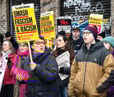 A protest against racism in East London, 8 February 2025