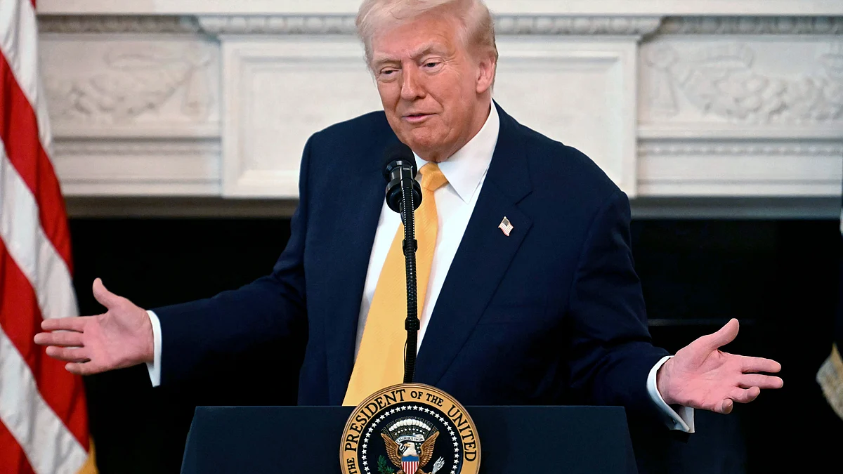 Donald Trump speaks at White House in Washington on 21 February (photo: PTI)