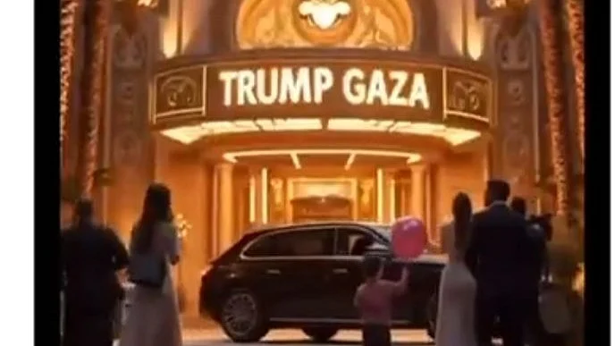 The sickening mockery that is a Las Vegas-meets-Riviera style AI-generated ‘Trump Gaza’ (screengrab) 