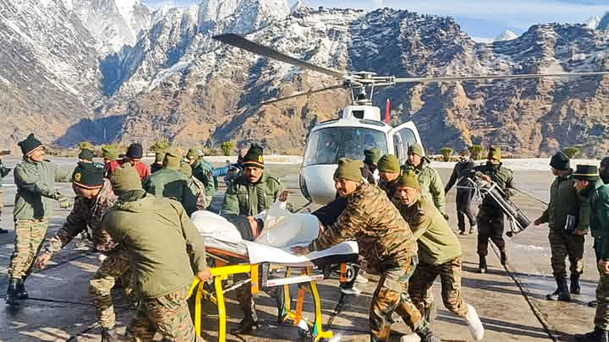 Rescue operation underway in Joshimath on 1 March (photo: PTI)