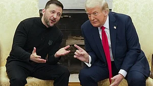 Donald Trump and Volodymyr Zelenskyy at Oval Office on 28 February (photo: PTI)