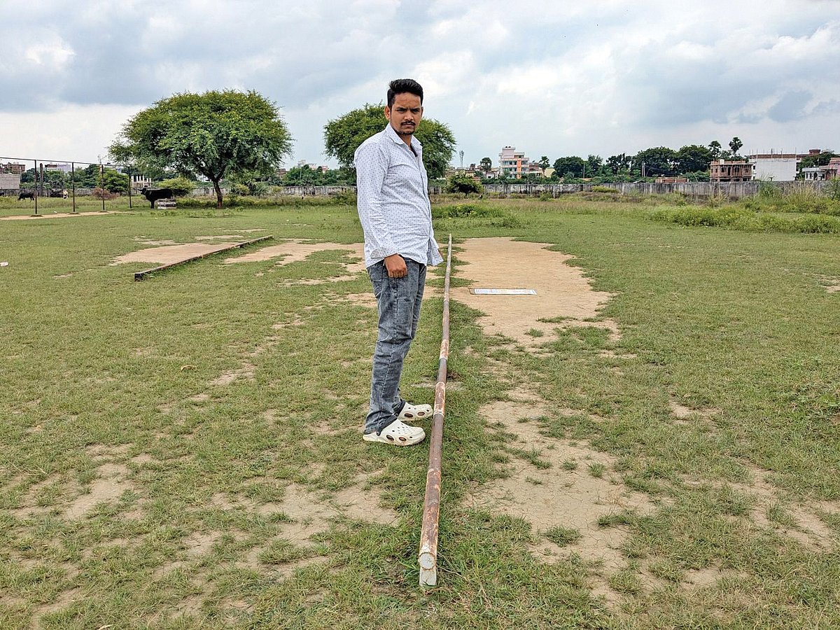 Vikas Kumar at the airport ground where he once used to train
