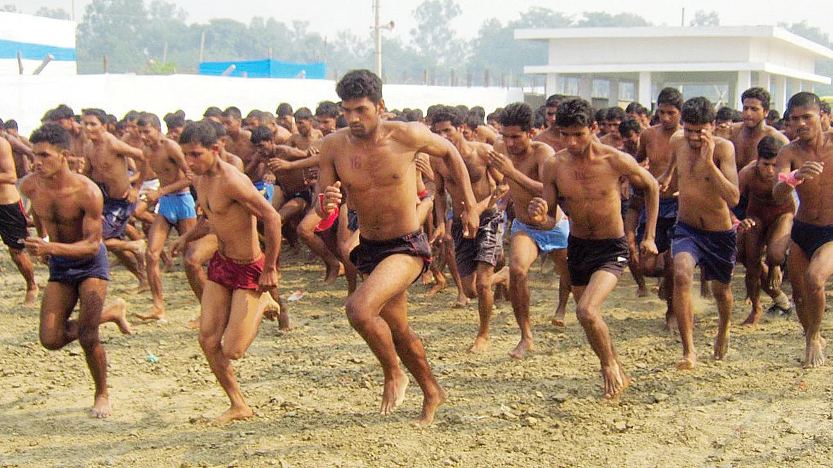 Youths used to sweat it out under their trainers’ watchful eyes before the Agnipath scheme was
announced