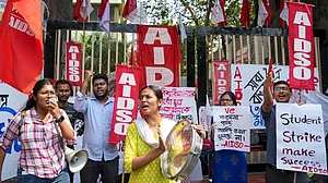 AIDSO strike demanding resignation of education minister Bratya Basu