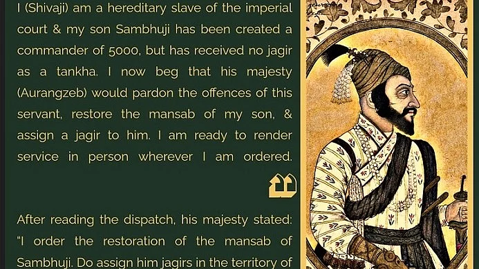 A letter begging pardon for his son from Shivaji to 'cruel emperor' Aurangzeb 