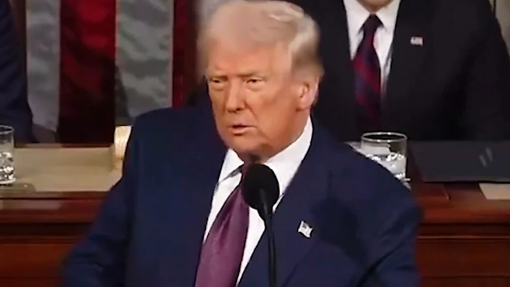 Video screengrab of Donald Trump during his address
