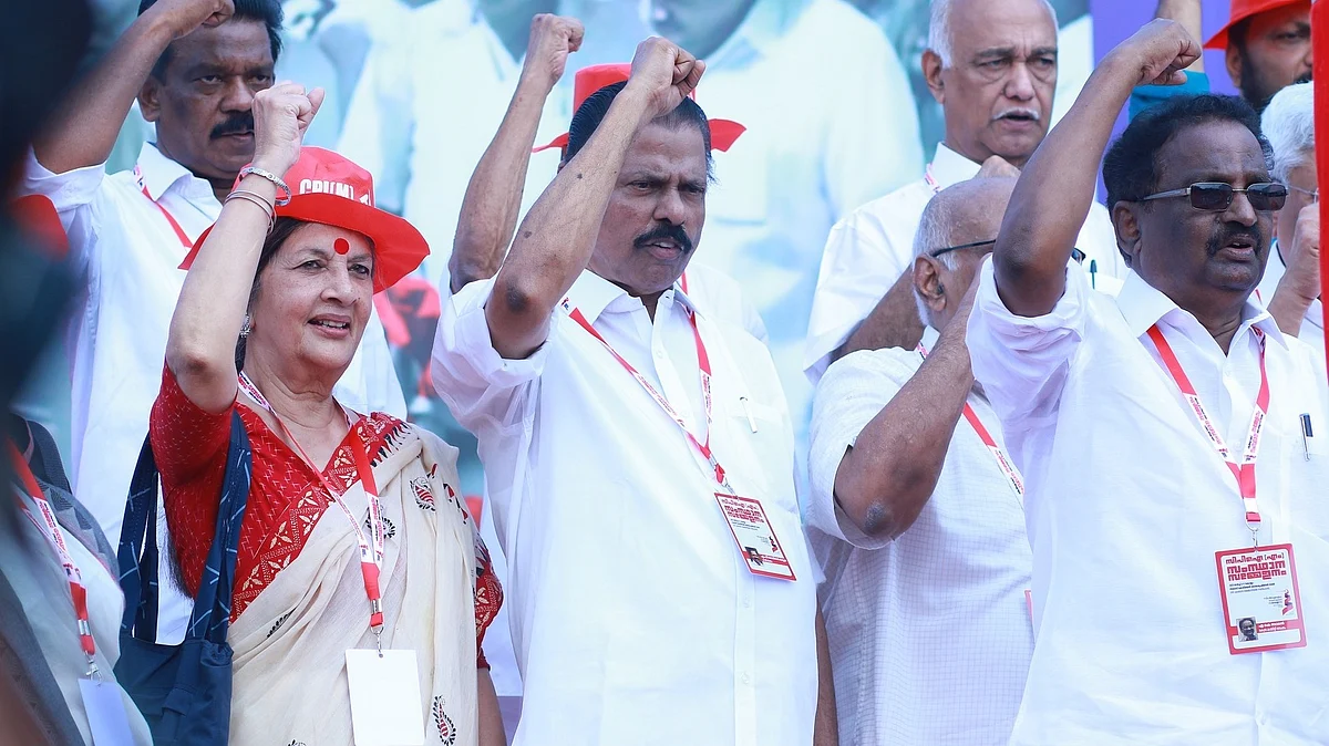 Brinda Karat and other senior comrades at the Kerala state conference of the CPI(M)
