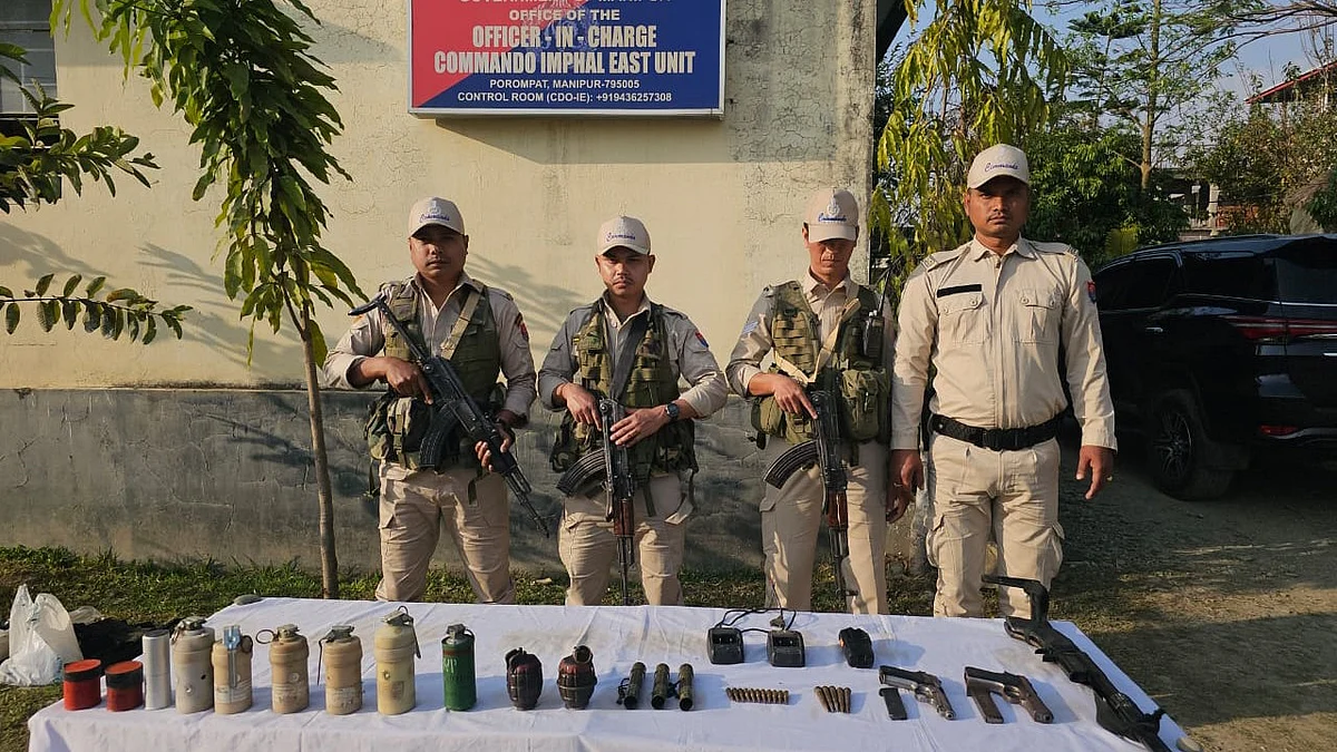 The surrendered arms and ammunition in Imphal on 6 March (photo: PTI)