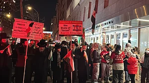 Campus protest against Israeli "atrocities" upholds "Judaism demands freedom for Gaza and all Palestine"