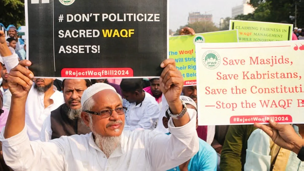 A protest in Kolkata against the Waqf (Amendment) Bill, November 2024