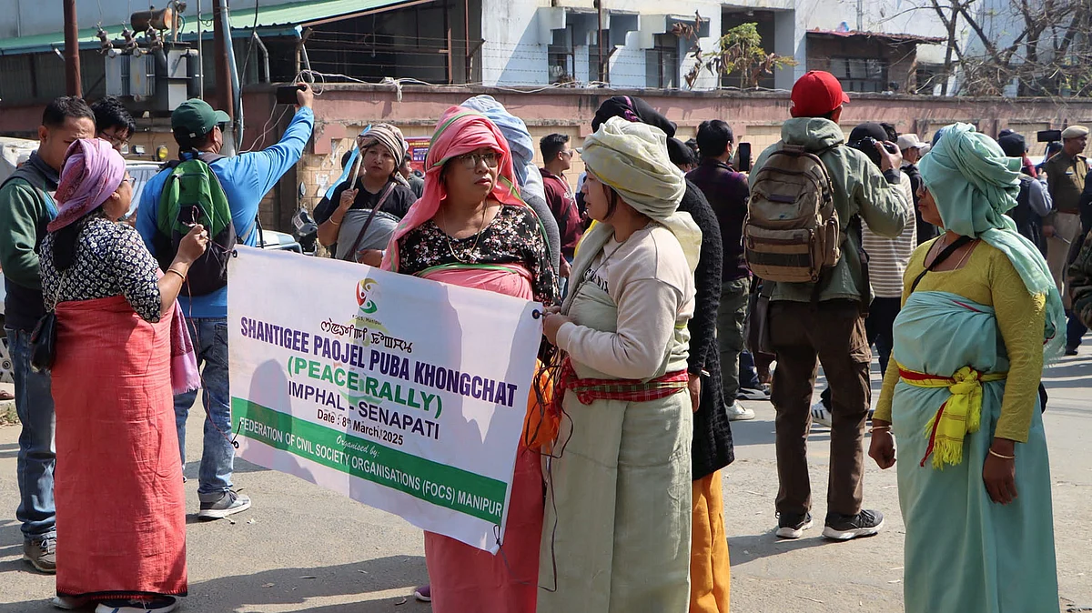A peace rally in Imphal on 8 March (photo: PTI)
