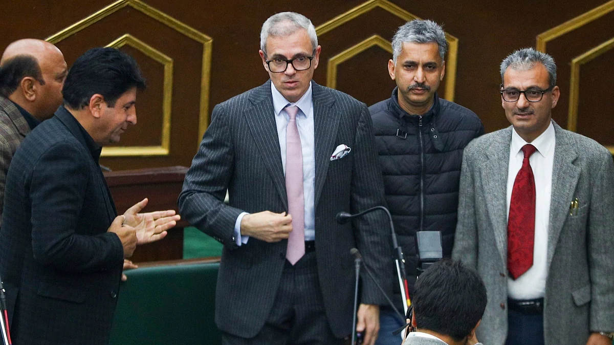 J&K chief minister Omar Abdullah addresses during the Budget session of the J&K Assembly