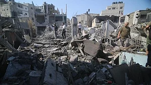 Damaged buildings in Gaza (photo: IANS)