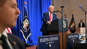 Donald Trump speaks at Justice Department in Washington on 14 March (photo: AP/PTI)