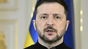 Ukrainian President Volodymyr Zelenskyy in Finland on 19 March (photo: AP/PTI)