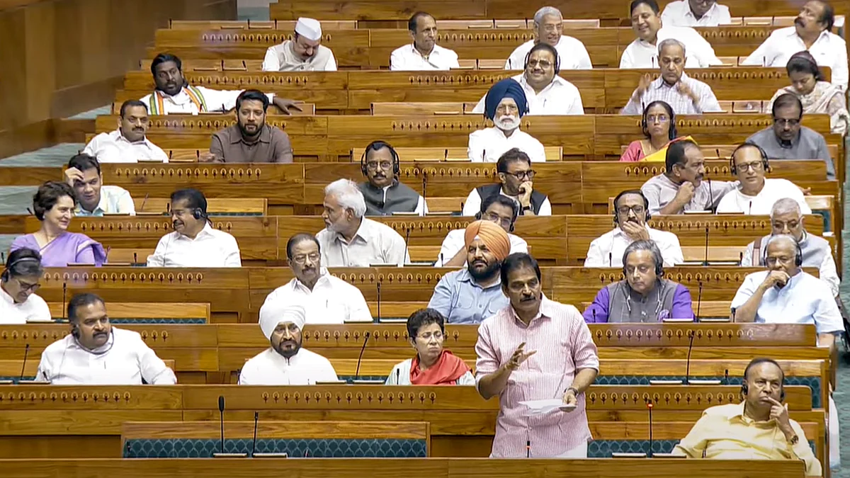 Congress leader K.C. Venugopal speaks in Lok Sabha on 21 March (photo: PTI)