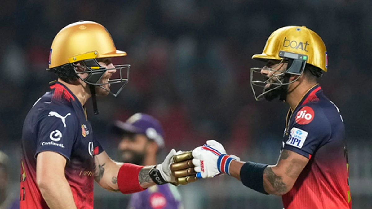 Virat Kohli and Phil Salt during their match-winning partnership at Eden (photo: BCCI)