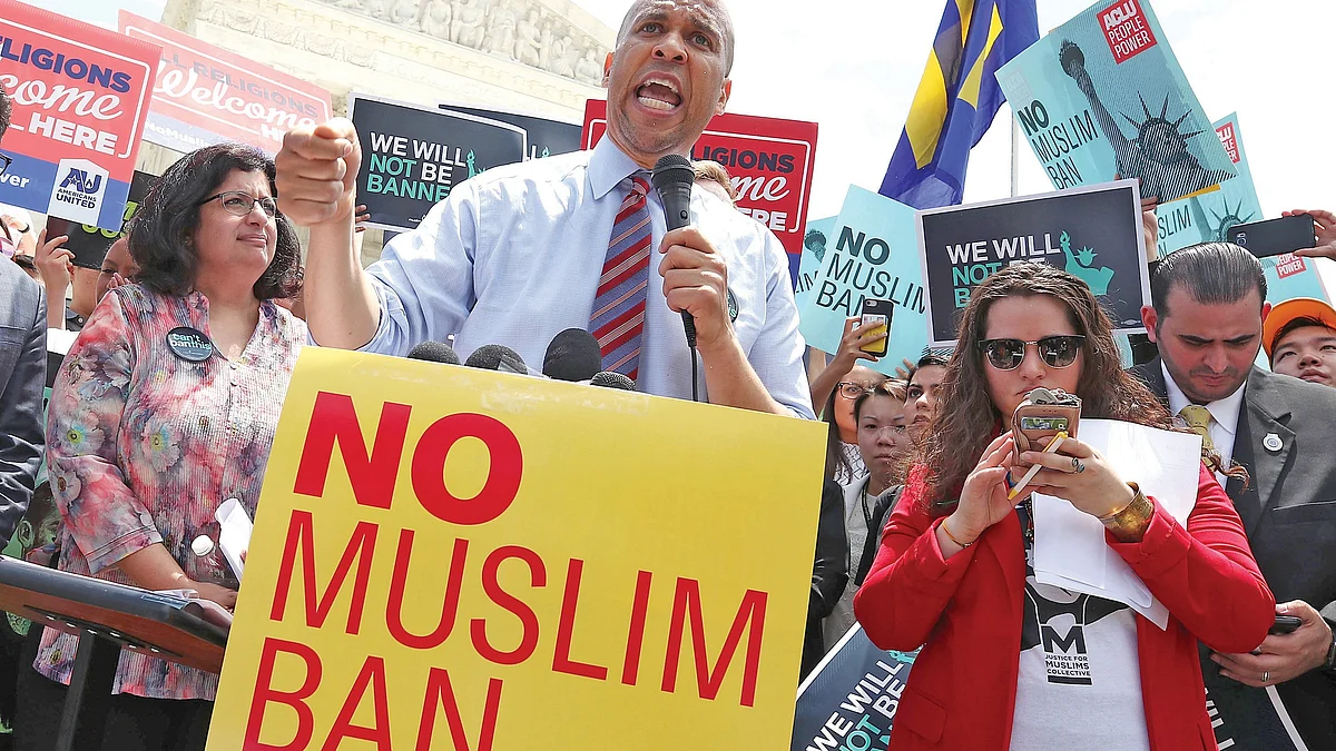A 2018 protest against Trump’s sanctions on travel, primarily from Muslim-majority countries