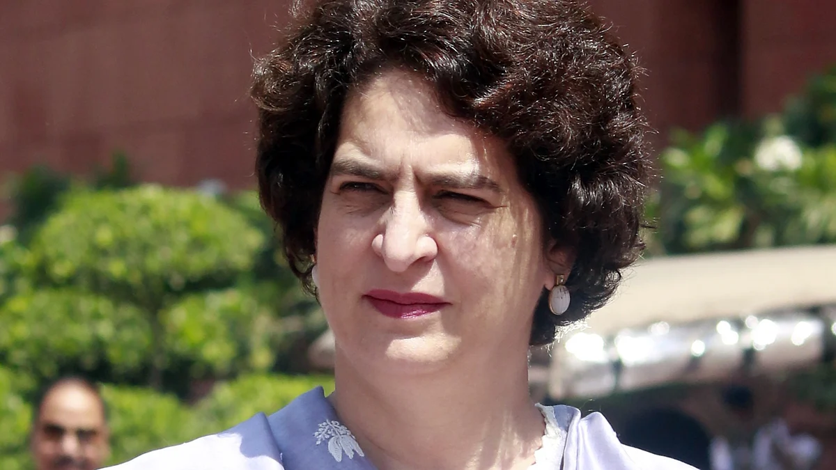 Priyanka Gandhi Vadra during the Budget session of Parliament on 25 March (photo: PTI)