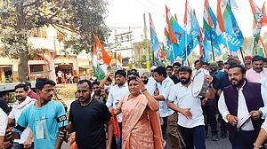 Kanhaiya Kumar, in charge of the (NSUI), the student wing of the Congress, leading the movement