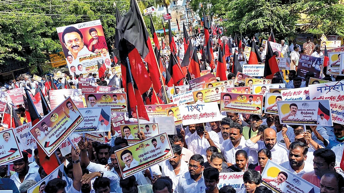 Tamilians protest against what they see as Hindi imposition by the BJP-led Centre
