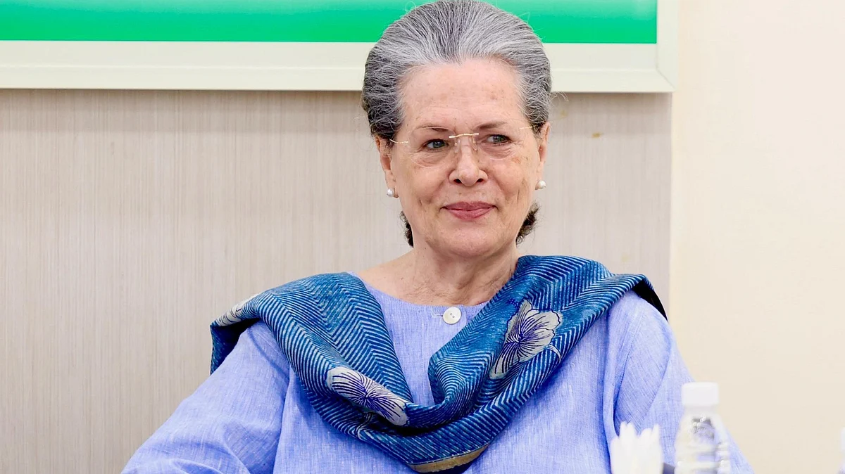 Sonia Gandhi at the AICC headquarters (photo: IANS)