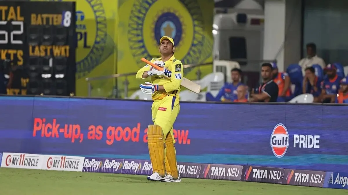 Larger-than-life: Dhoni walks out to bat at Chepauk in IPL 2025