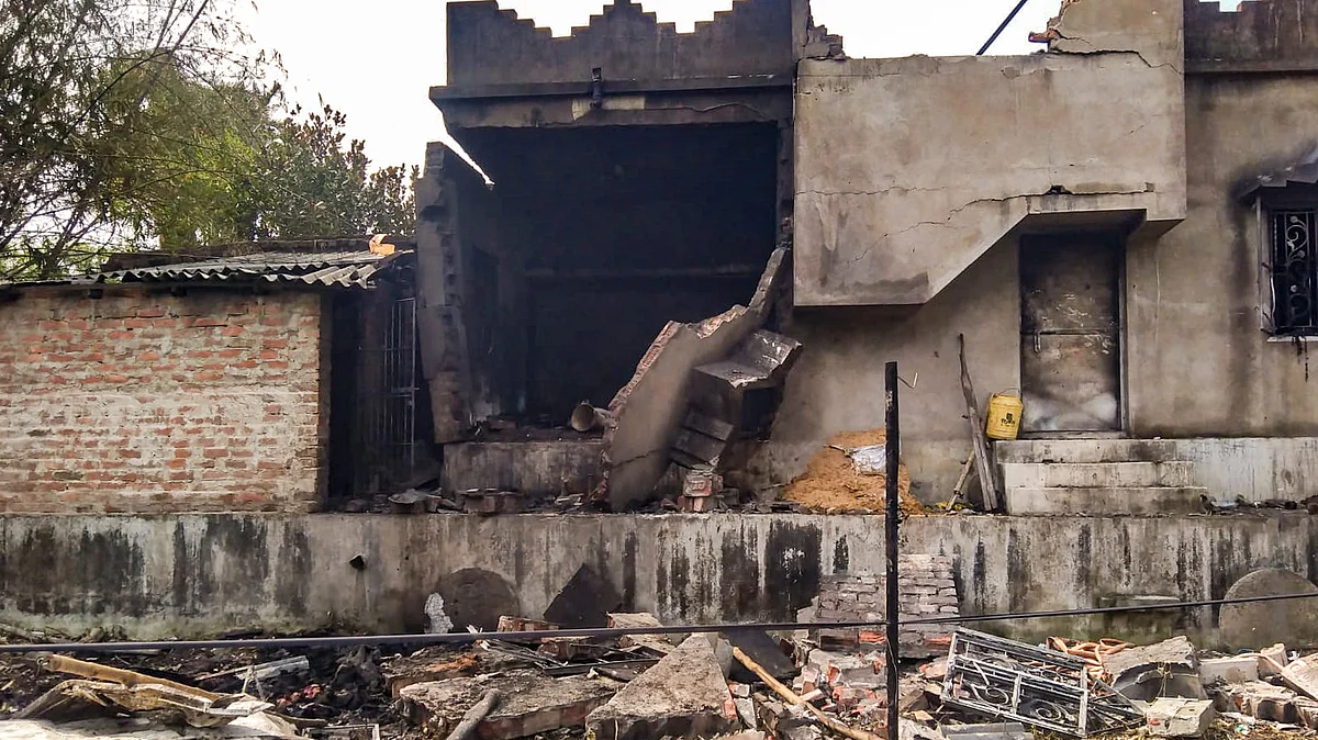 The damaged house in Pathar Pratima on 1 April (photo: PTI)