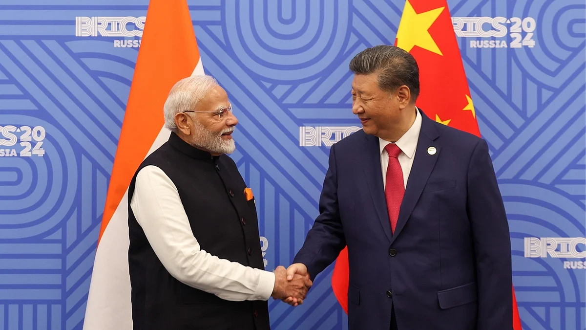 PM Narendra Modi and his China counterpart Xi Jinping at the BRICS summit of 2024 in Russia