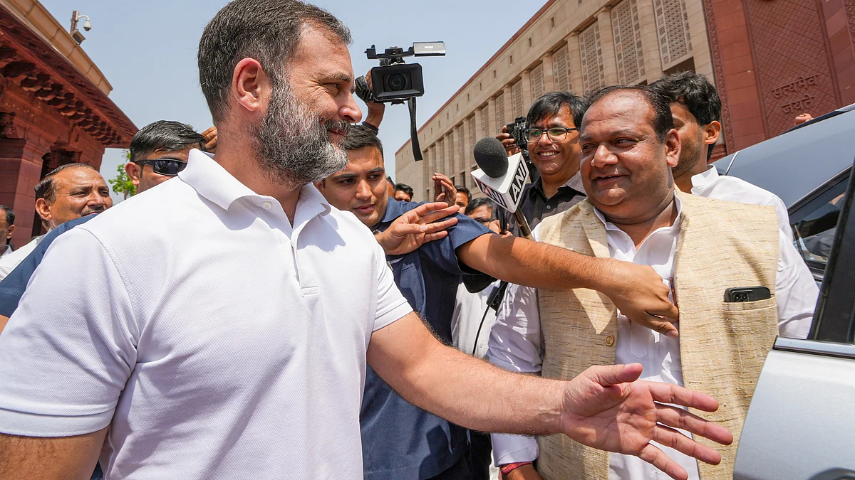 Rahul Gandhi during the budget session in New Delhi on 4 April (photo: PTI)