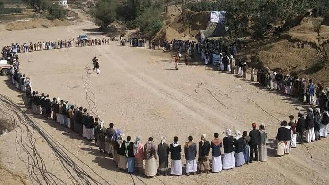 Houthi military briefing or Yemeni tribal gathering for Eid ul-Fitr? Either way, America bombed them 