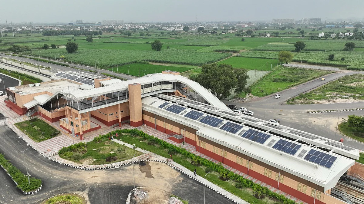 Solar panels atop a railway station