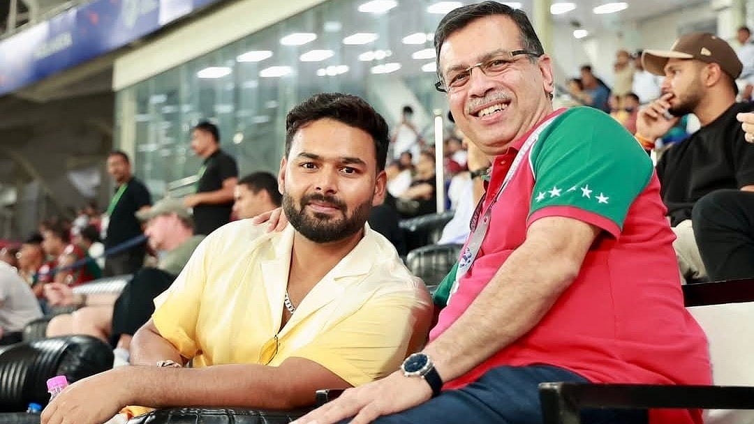 Rishabh Pant with Sanjeev Goenka, owner of LSG and Mohun Bagan Super Giant