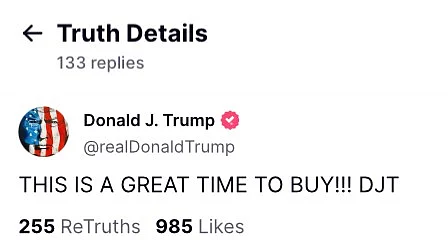 Donald Trump's tweet declaring it a “good time to buy” — hours before putting his vaunted tariffs on hold