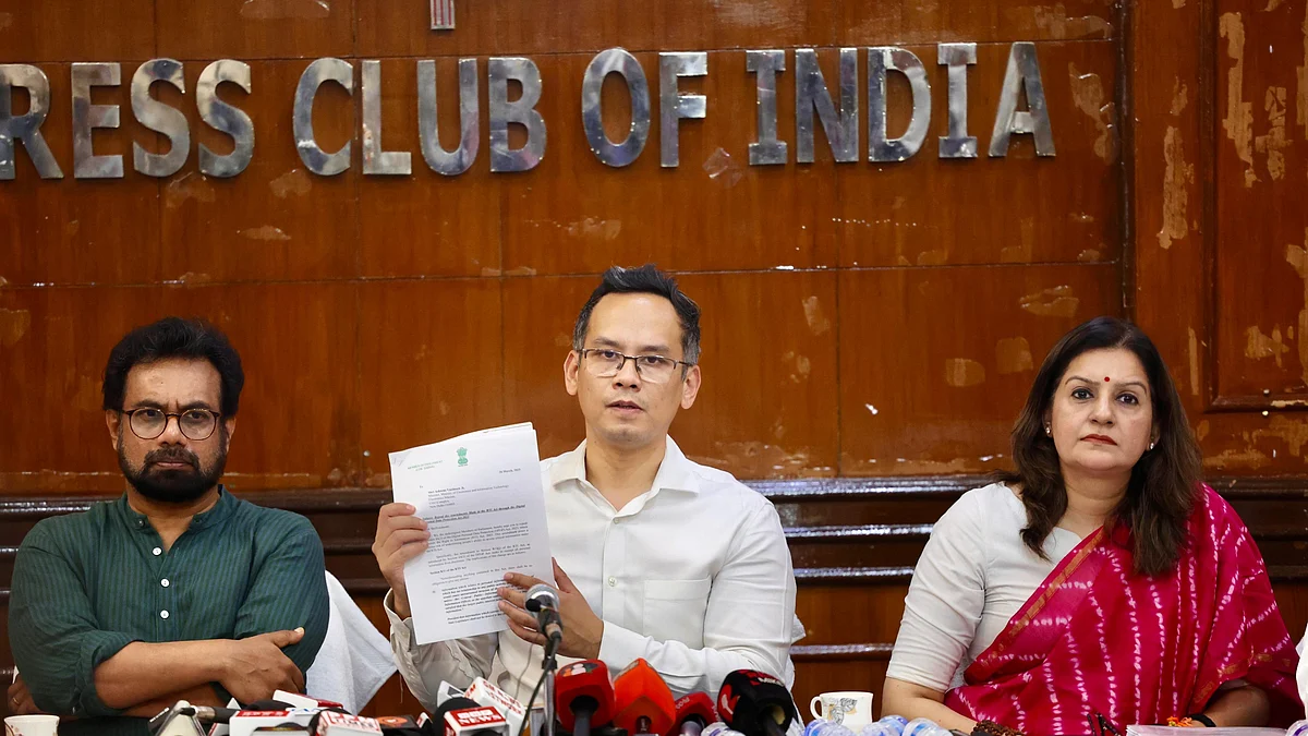 INDIA bloc leaders addressing media in Delhi (photo: by special arrangement) 