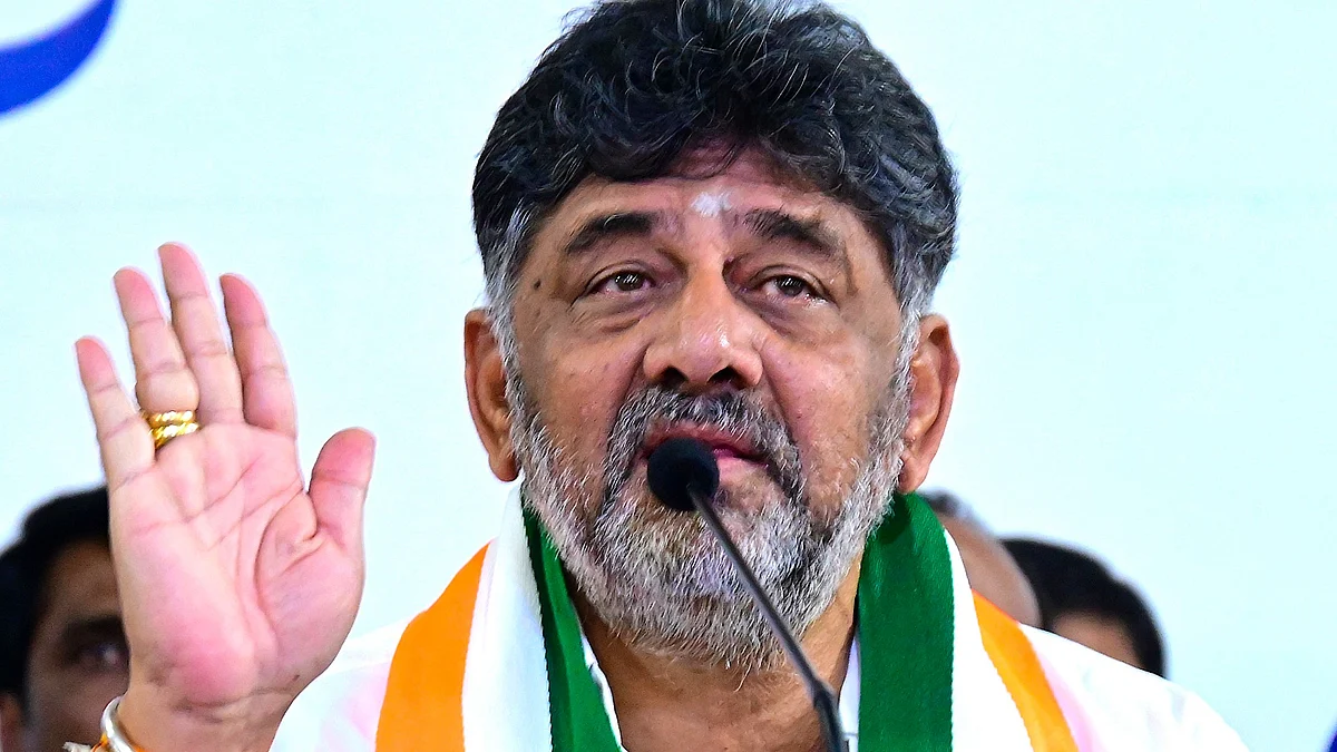 D.K. Shivakumar addresses a press conference in Bengaluru (photo: IANS)
