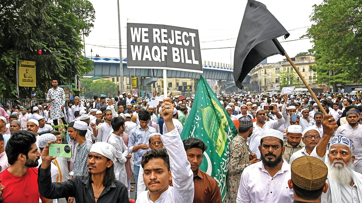 file phot of an anti-Waqf Bill protest