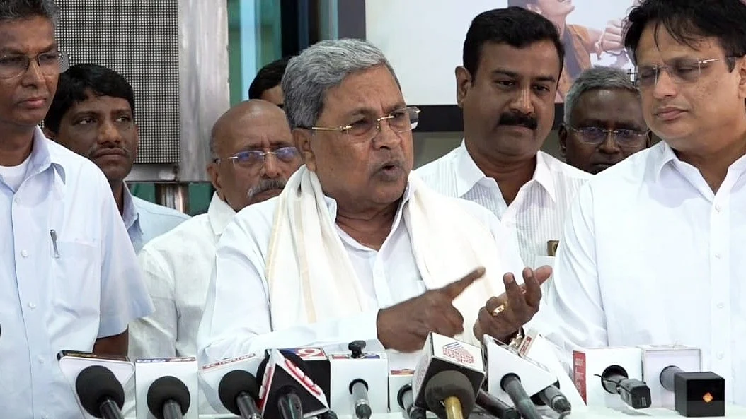 CM Siddaramaiah attends a press meet (photo: IANS)
