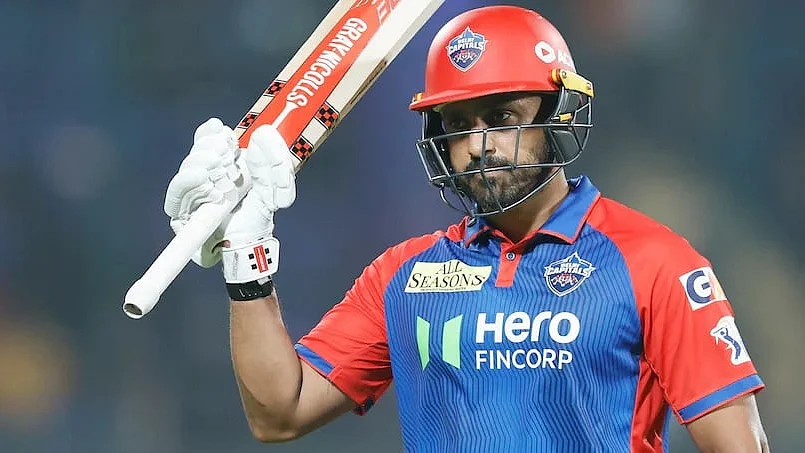 Back with a bang: Karun Nair after completing his half century on 13 April (photo: BCCI)