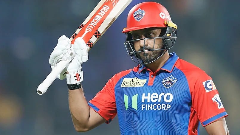 Back with a bang: Karun Nair after completing his half century on 13 April (photo: BCCI)