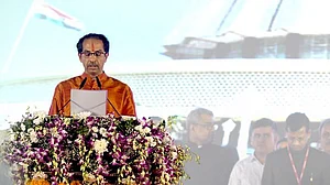 Uddhav Thackeray addressing a party meeting in Nashik