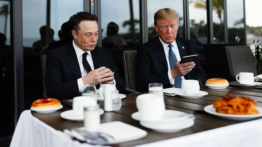 Elon Musk (left) and Donald Trump: buddies still? (photo: @ElonMuskNews47/X)