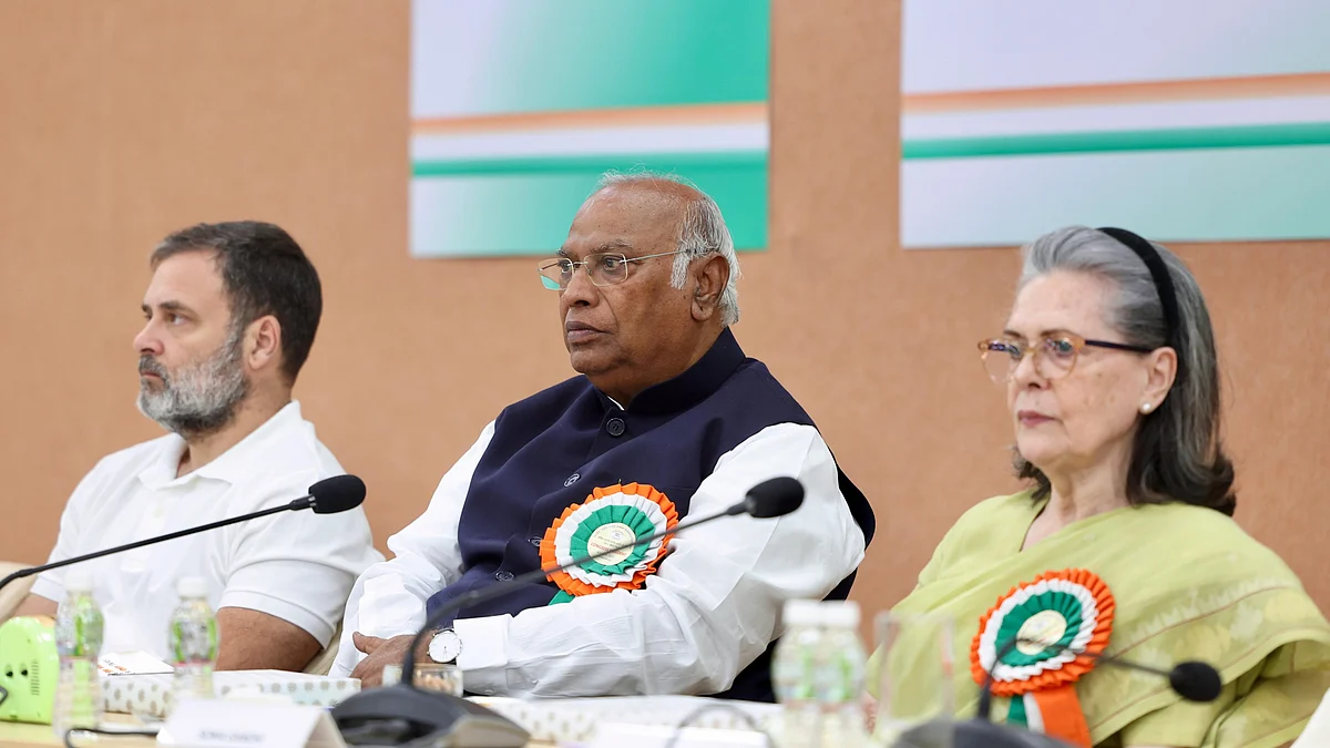 (L-R): Rahul Gandhi, Mallikarjun Kharge, and Sonia Gandhi (photo: PTI)