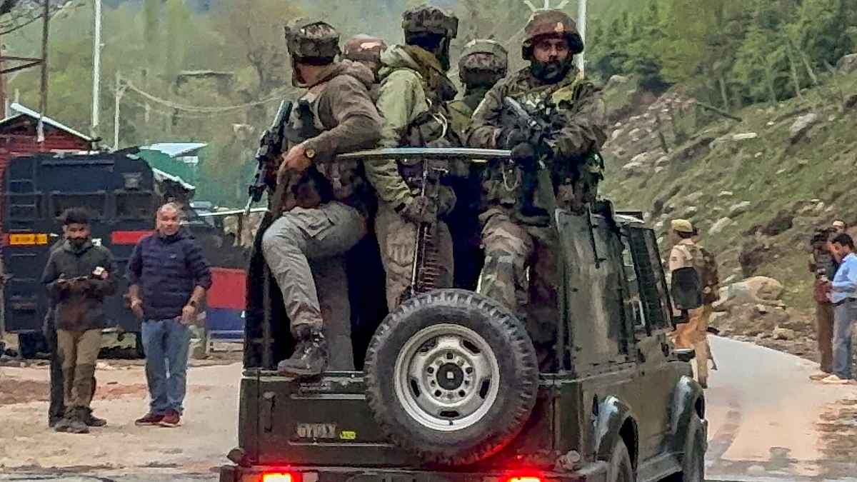 Security forces at the scene of the attack