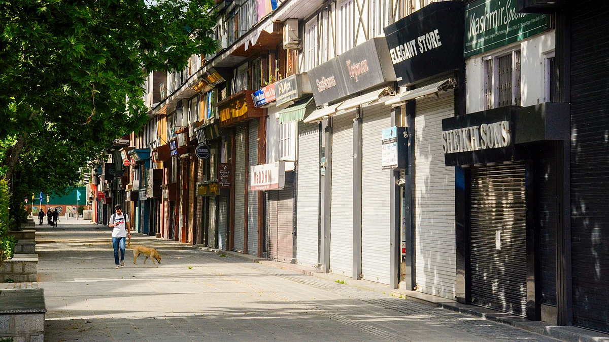 A near-total shutdown in Jammu-Kashmir to protest the attacks (photo: PTI)