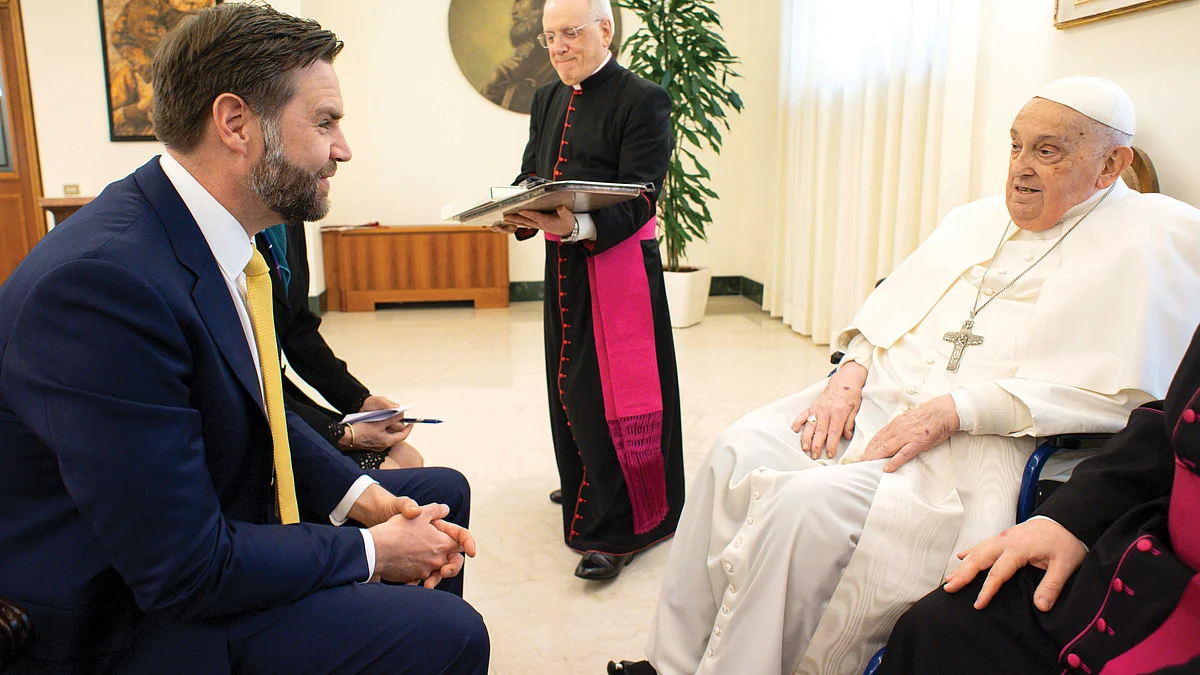 Pope Francis with US vice-president J.D. Vance at the Vatican City on 20 April