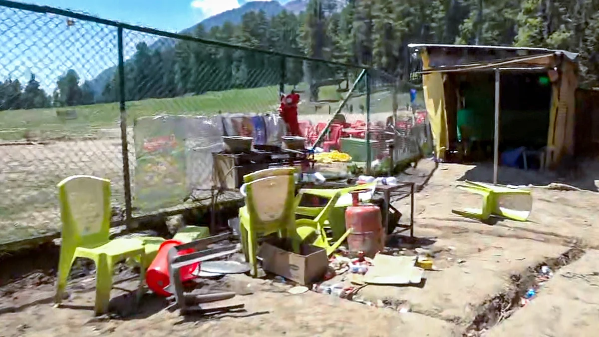 A site where terrorists opened fire in Anantnag on 22 April (photo: PTI)